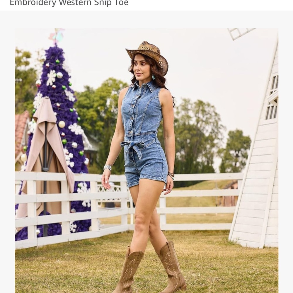 Women's Brown Cowgirl Boots - Picture 5 of 6